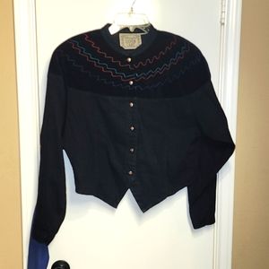 VINTAGE "WRANGLER SILVERLAKE" BLACK WESTERN SHIRT SZ L/XL